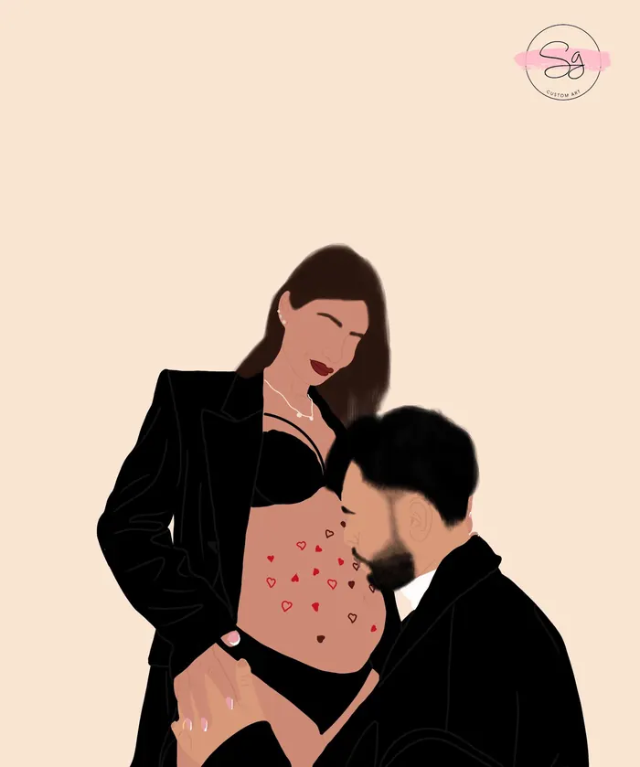 Ritratto illustrato di coppia elegante